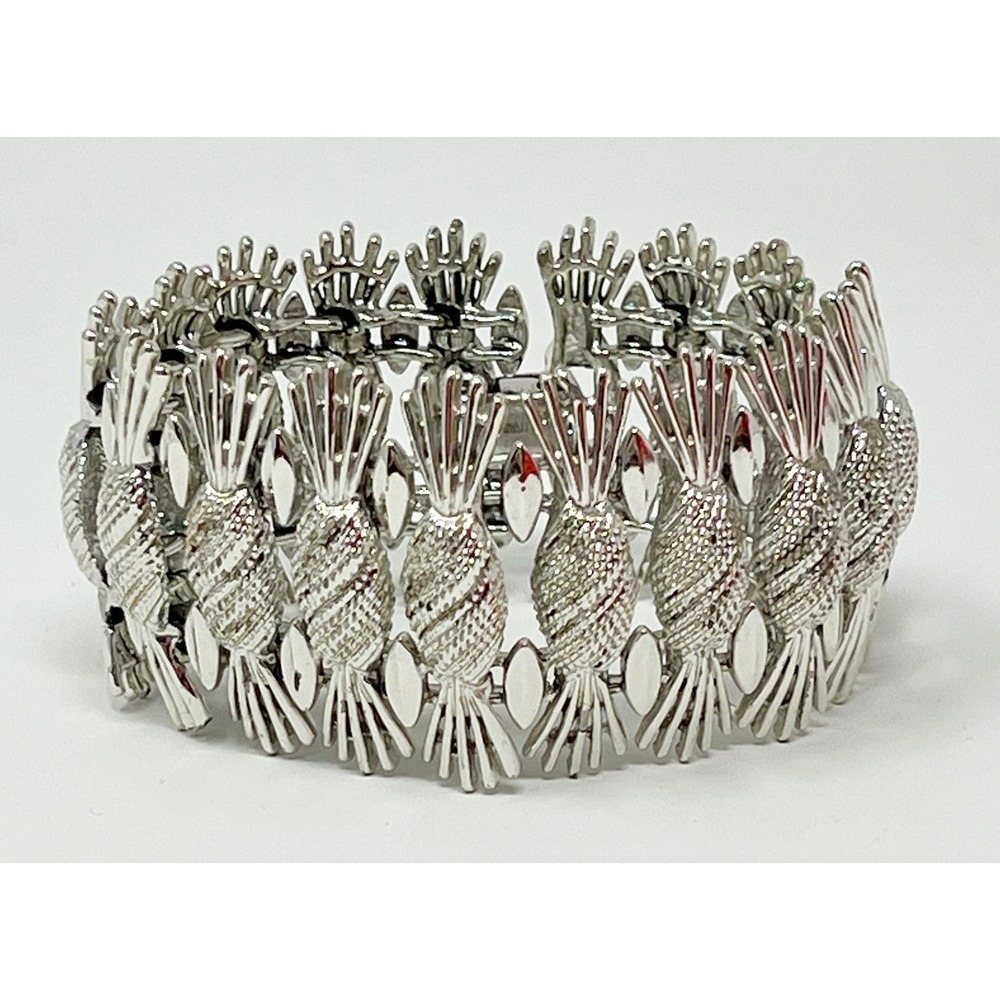 Vintage Sarah Coventry Bracelet Wide Thick Pinapple Textured Silver Tone